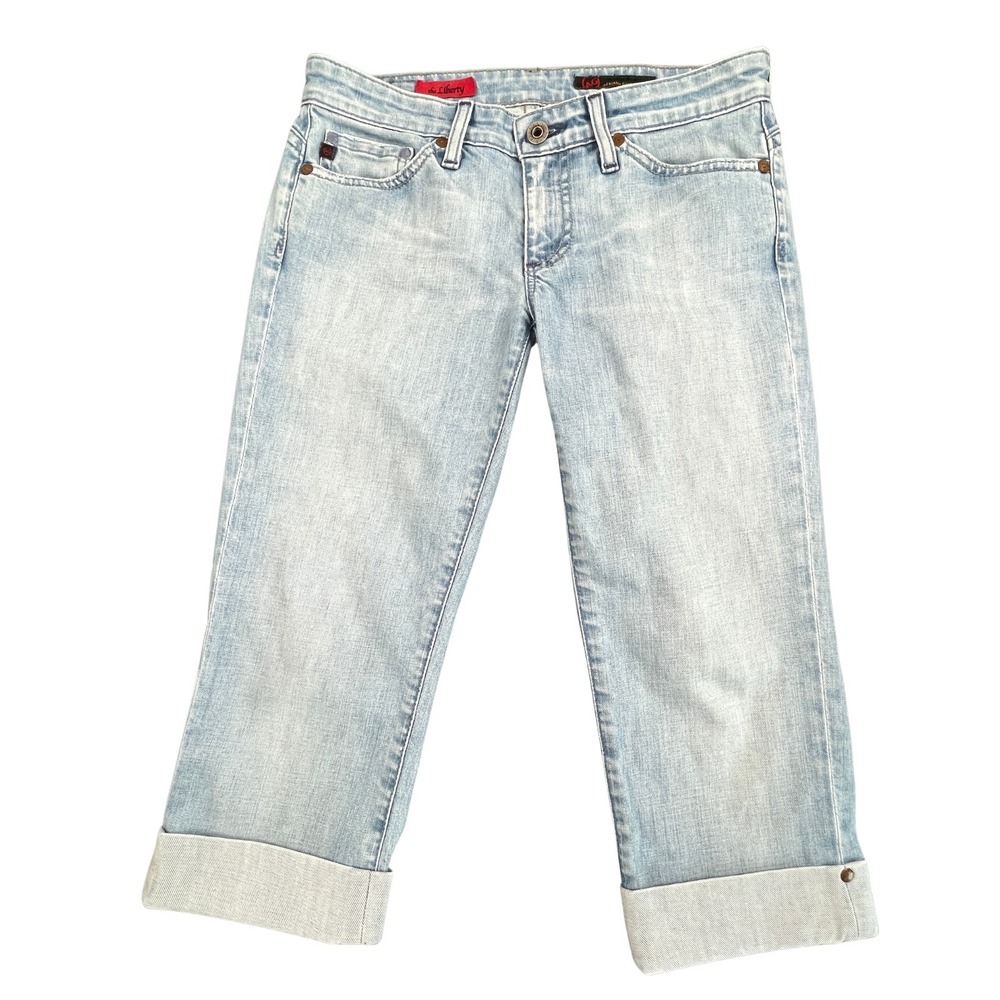 AG Adriano Goldschmied The Liberty Jeans 26R Light Wash Low Rise Cropped Capris